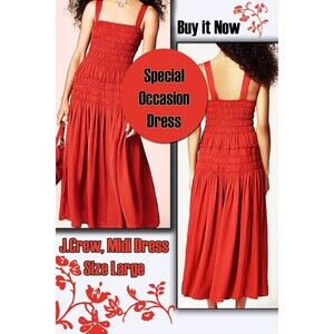 NWT J.Crew Large Red Satin Midi Dress Women's Special Occasion Party Romantic